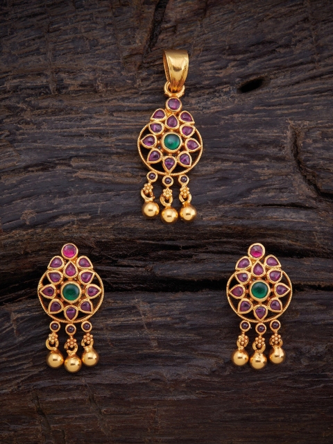 Kushal's Fashion Jewellery Women Gold-Toned Stone-Studded Pendant with Earrings, Green
Kushal's Fashion Jewellery Women Gold-Toned Stone-Studded Pendant with Earrings, Green
