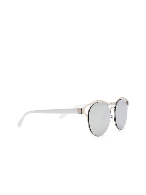 AUGEN Unisex Grey Lens & Silver-Toned Round Sunglasses with UV Protected Lens