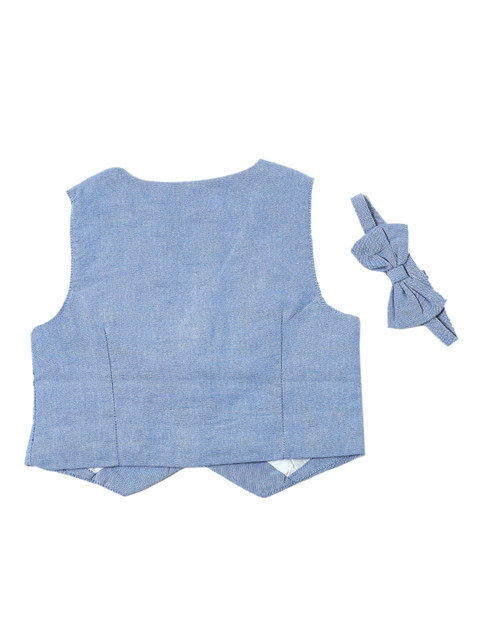 Nuberry Boys Blue Solid Waistcoat With Bow Tie 
Nuberry Boys Blue Solid Waistcoat With Bow Tie