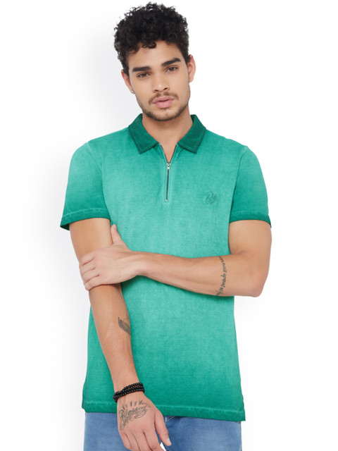 Breakbounce Men Green Solid Polo Collar T-shirt 
Breakbounce Men Green Solid Polo Collar T-shirt