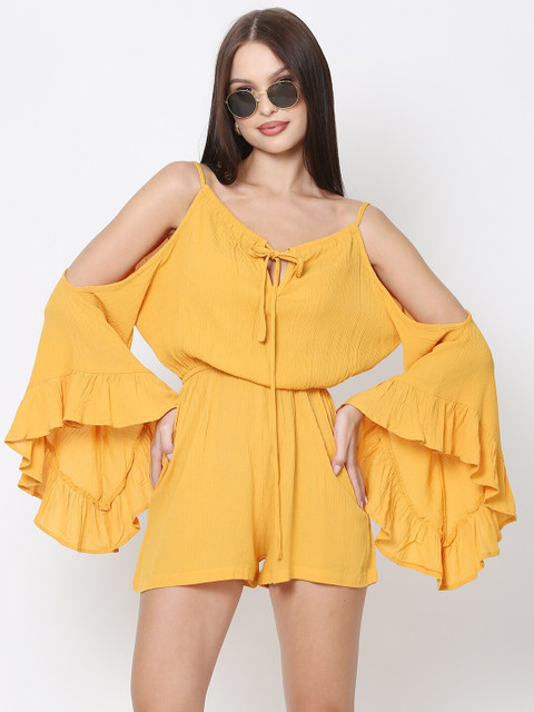 DRIRO Yellow Cold-Shoulder Ruffles Playsuit
DRIRO Yellow Cold-Shoulder Ruffles Playsuit