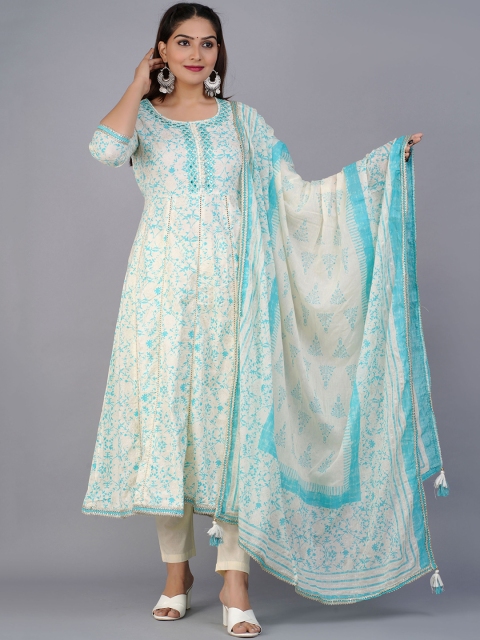 PREKSHA Women Blue Floral Embroidered Panelled Mirror Work Pure Cotton Kurta with Trousers & With Dupatta
PREKSHA Women Blue Floral Embroidered Panelled Mirror Work Pure Cotton Kurta with Trousers & With Dupatta