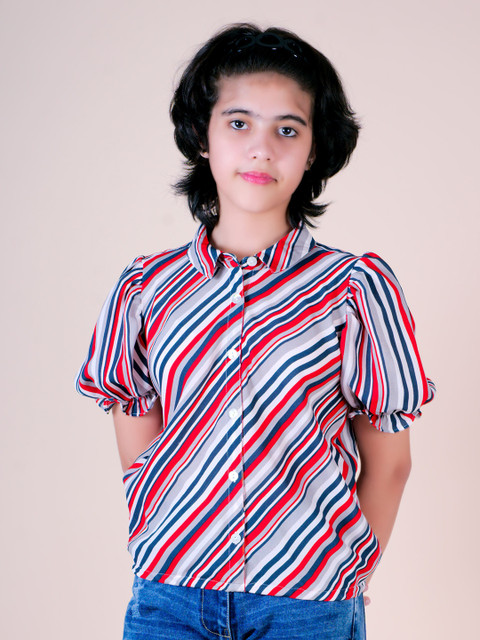 Little Carrot Red & Blue Striped Cotton Crepe Shirt Style Top
Little Carrot Red & Blue Striped Cotton Crepe Shirt Style Top