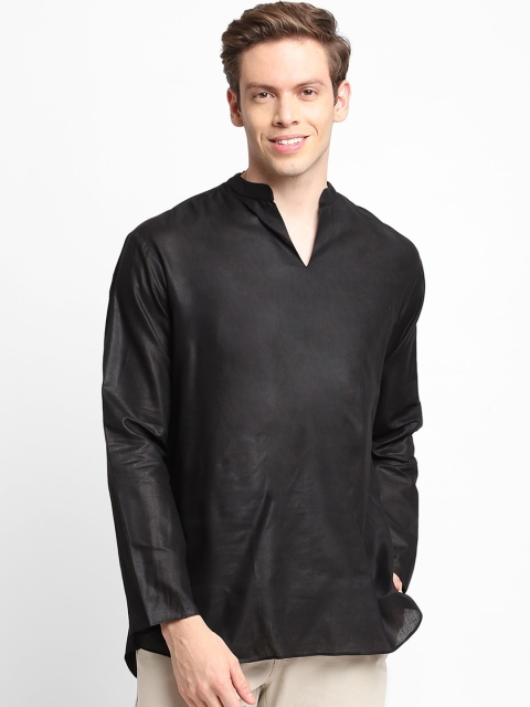DEVOILER Men Black Solid Kurta