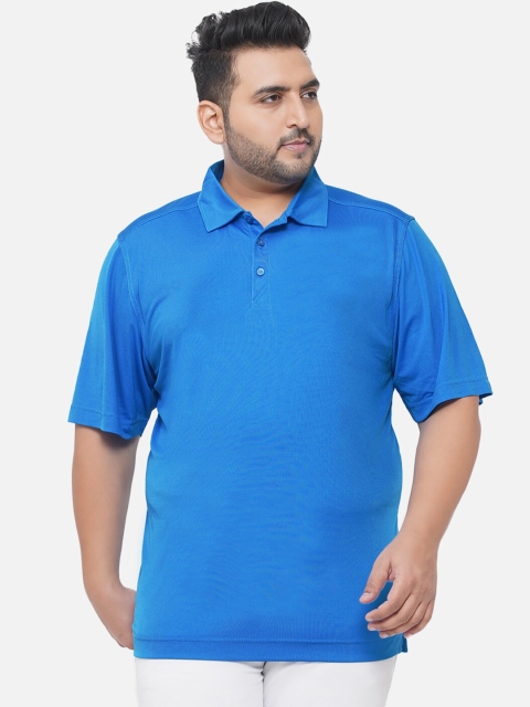 Santonio Men Plus Size Blue Polo Collar Abzorb T-shirt