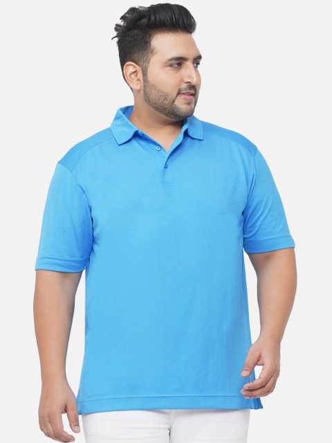 Santonio Men Plus Size Blue Polo Collar Abzorb T-shirt