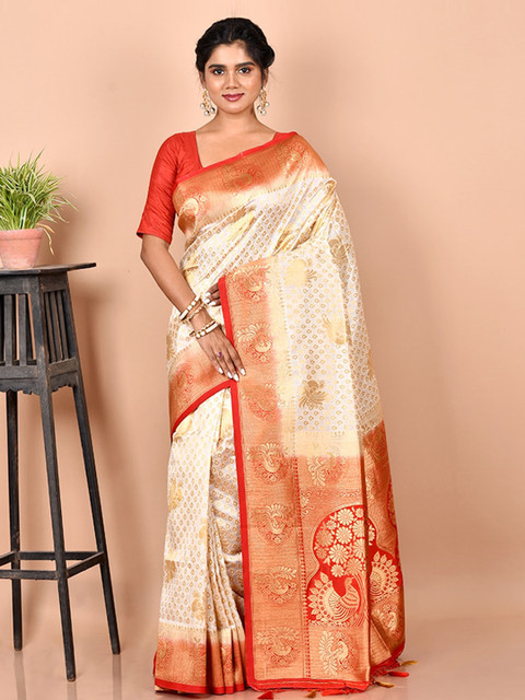 AllSilks Cream-Coloured & Red Ethnic Motifs Zari Silk Blend Saree
AllSilks Cream-Coloured & Red Ethnic Motifs Zari Silk Blend Saree
