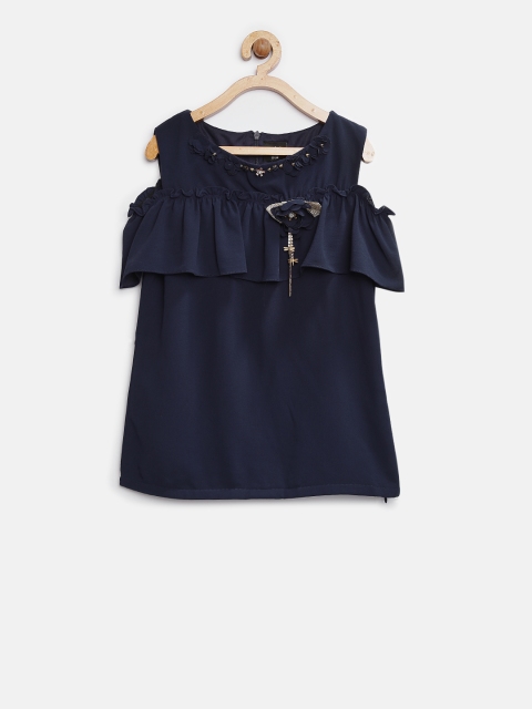 Tiny Girl Navy Blue Solid Layered Top