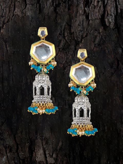 LUCKY JEWELLERY Silver-Toned & Gold-Toned 18K Gold-Plated Dome Shaped Jhumkas Earrings
LUCKY JEWELLERY Silver-Toned & Gold-Toned 18K Gold-Plated Dome Shaped Jhumkas Earrings