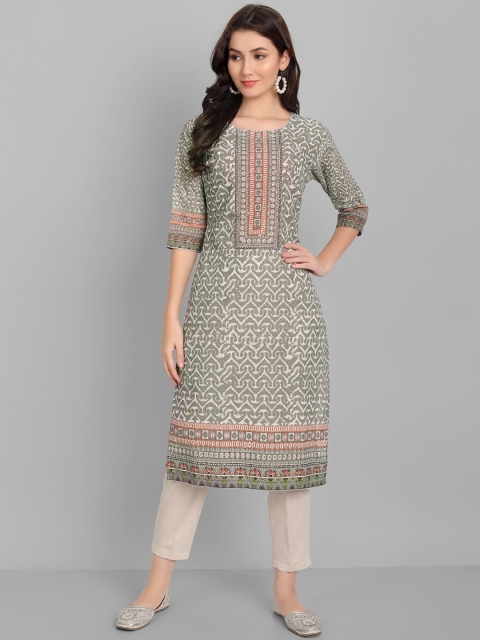 Pakiza Women Grey Geometric Printed Kurta