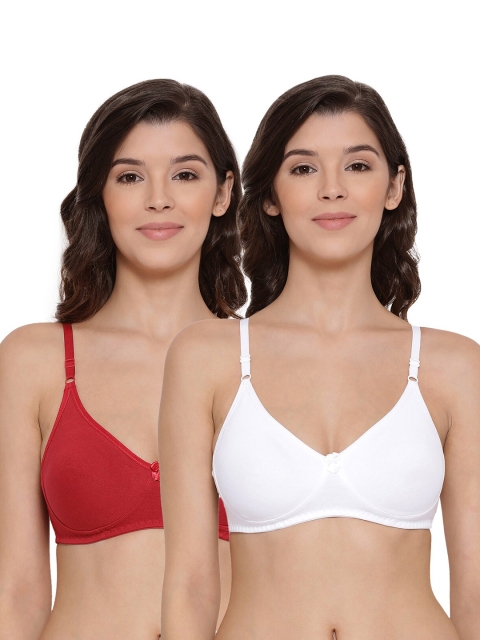 LYRA Pack of 2 Red & White Underwired Pure Cotton Lightly Padded Bra
