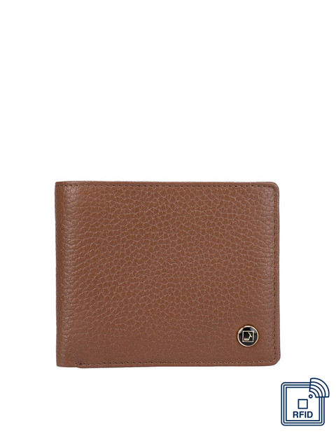 Da Milano Men Brown Textured Leather Two Fold Wallet