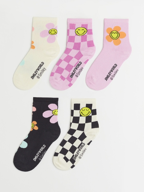H&M Girls 5-Pack Socks, Black