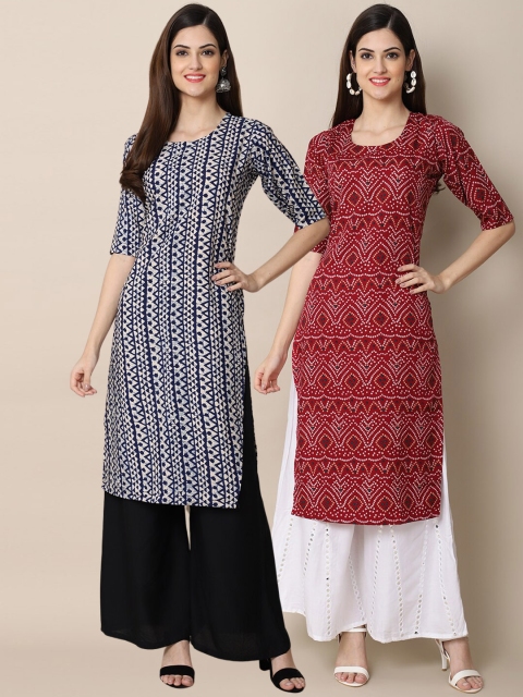 1 Stop Fashion Women Pack Of 2 Blue & Maroon Ethnic Motifs Printed Block Print Crepe Kurta
1 Stop Fashion Women Pack Of 2 Blue & Maroon Ethnic Motifs Printed Block Print Crepe Kurta