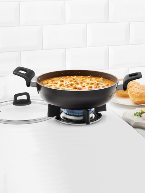 BOROSIL Granito Aluminium Non-Stick Induction Friendly Granite Finish Kadhai & Glass Lid, Black
BOROSIL Granito Aluminium Non-Stick Induction Friendly Granite Finish Kadhai & Glass Lid, Black