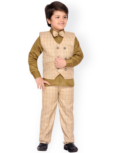 Aj DEZInES Boys Olive Green & Beige Double-Breasted Checked Regular Fit Party Waistcoat Suit
Aj DEZInES Boys Olive Green & Beige Double-Breasted Checked Regular Fit Party Waistcoat Suit