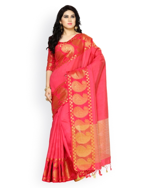 MIMOSA Pink Art Silk Woven Design Banarasi Saree