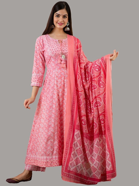 OMASK Women Pink Floral Yoke Design Gotta Patti Pure Cotton Kurta with Trousers & With Dupatta
OMASK Women Pink Floral Yoke Design Gotta Patti Pure Cotton Kurta with Trousers & With Dupatta