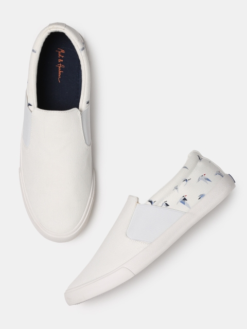 Mast & Harbour Men White Slip-On Sneakers