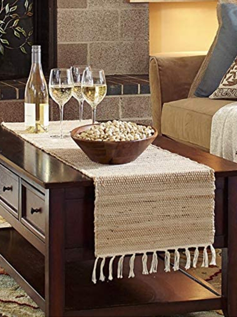 THE little BIG STORE Brown Hand Woven Cotton Runner