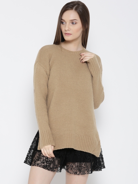 FOREVER 21 Women Beige Solid Sweater