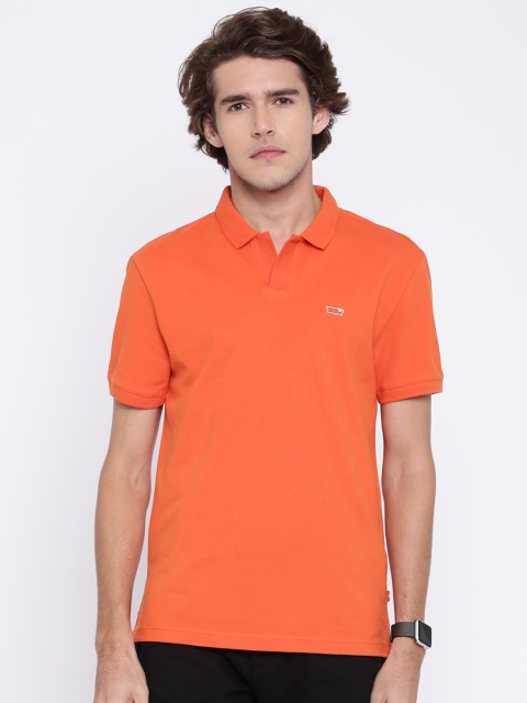 Levis Men Orange Solid Polo T-Shirt