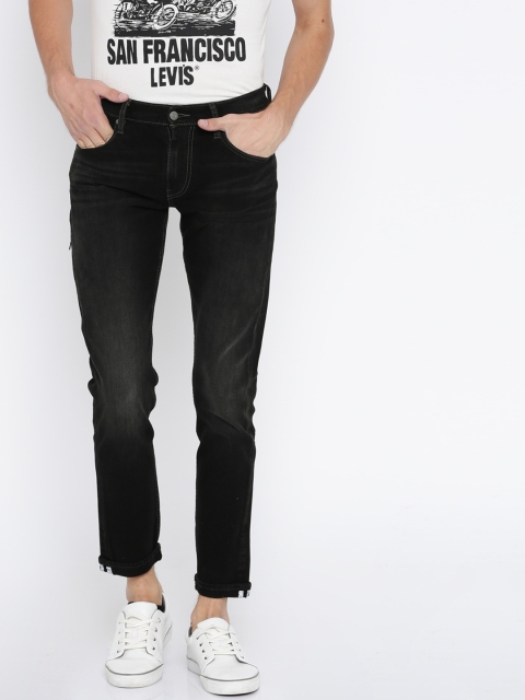 Levis Men Black 512 Slim Fit Mid-Rise Clean Look Stretchable Jeans