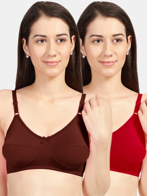 Sonari Pack of 2 Coffee Brown & Red Non-Padded Bra