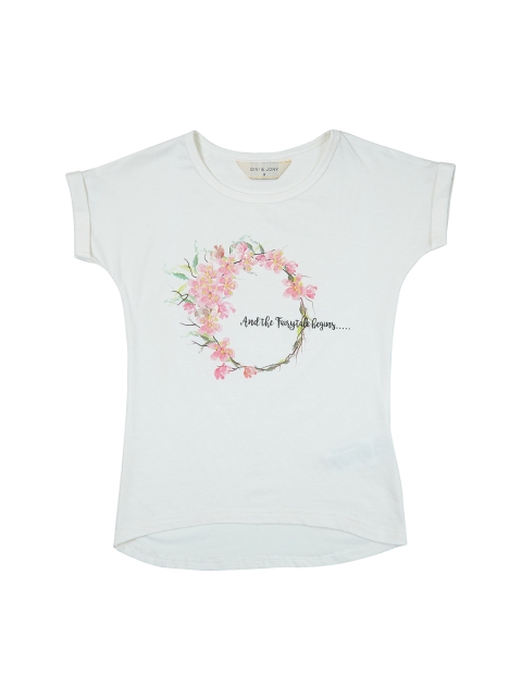 Gini and Jony Girls White Printed Top