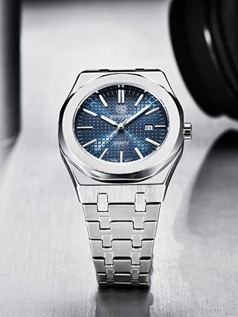 BENYAR Men Blue Dial & Silver Toned Stainless Steel Bracelet Style Straps Analogue Chronograph Watch
BENYAR Men Blue Dial & Silver Toned Stainless Steel Bracelet Style Straps Analogue Chronograph Watch
