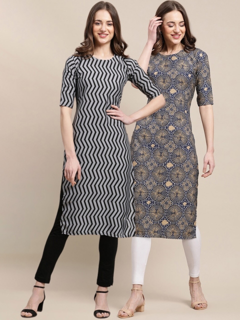 1 Stop Fashion Women Black & Blue Geometric Printed Block Print Crepe Kurta Pack of 2
1 Stop Fashion Women Black & Blue Geometric Printed Block Print Crepe Kurta Pack of 2