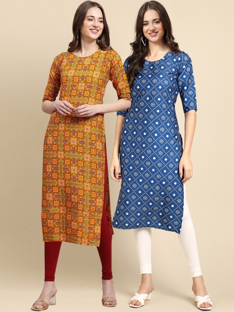 1 Stop Fashion Women Pack Of 2 Mustard Yellow & Blue Ethnic Motifs Printed Crepe Kurta
1 Stop Fashion Women Pack Of 2 Mustard Yellow & Blue Ethnic Motifs Printed Crepe Kurta