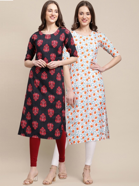 1 Stop Fashion Women Multicoloured Geometric Printed Block Print Crepe Kurta, Multi
1 Stop Fashion Women Multicoloured Geometric Printed Block Print Crepe Kurta, Multi