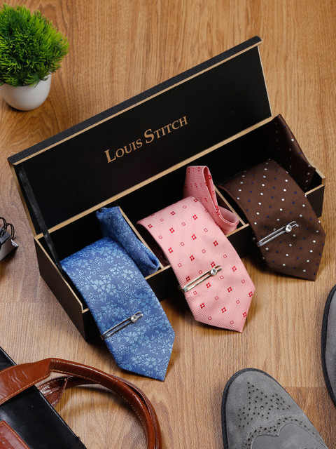 LOUIS STITCH Men Set of 3 Italian Silk Necktie Combo With Pocket Square & 2 Tie Pins, Brown
LOUIS STITCH Men Set of 3 Italian Silk Necktie Combo With Pocket Square & 2 Tie Pins, Brown