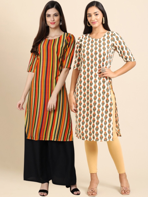 1 Stop Fashion Women Pack of 2 Off White & Mustard Yellow Printed Crepe Straight Kurta
1 Stop Fashion Women Pack of 2 Off White & Mustard Yellow Printed Crepe Straight Kurta
