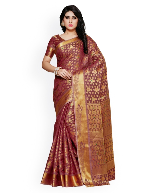 MIMOSA Mauve Art Silk Woven Design Kanjeevaram Saree