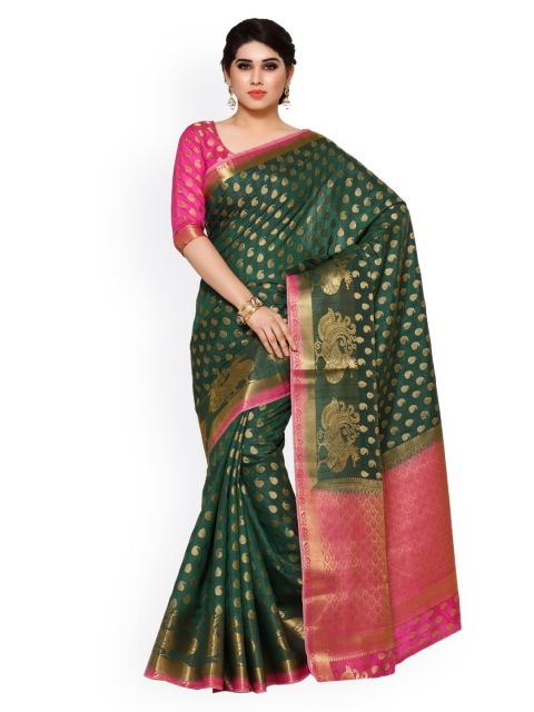 MIMOSA By Kupinda Green Art Silk Woven Design Kanjeevaram Saree