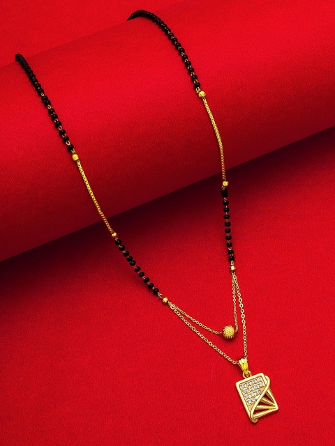 aadita Set Of 2 Gold-Toned & White Stones-Studded & Beaded Mangalsutras With Earrings
aadita Set Of 2 Gold-Toned & White Stones-Studded & Beaded Mangalsutras With Earrings