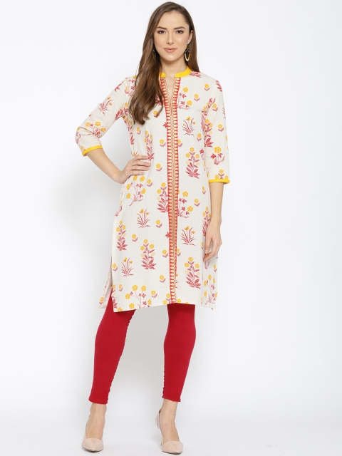 RANGMANCH BY PANTALOONS Women Cream-Coloured & Maroon Floral Print Straight Kurta
RANGMANCH BY PANTALOONS Women Cream-Coloured & Maroon Floral Print Straight Kurta