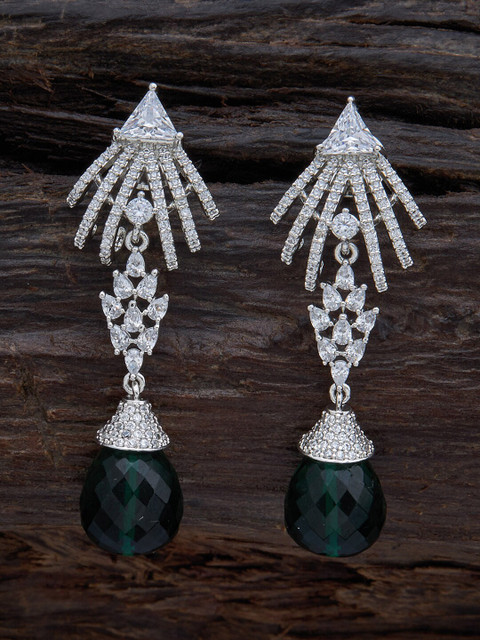 Kushal's Fashion Jewellery Green & Silver Rhodium Plated Contemporary Jhumkas Earrings
Kushal's Fashion Jewellery Green & Silver Rhodium Plated Contemporary Jhumkas Earrings