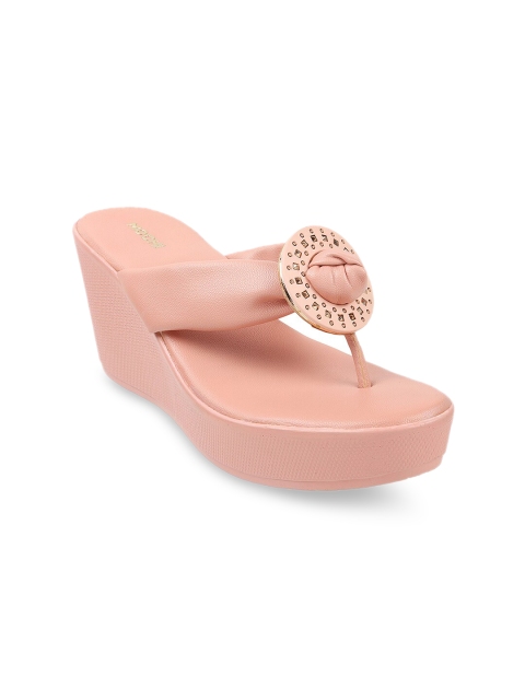 Mochi Women Pink Embellished Wedge Heels