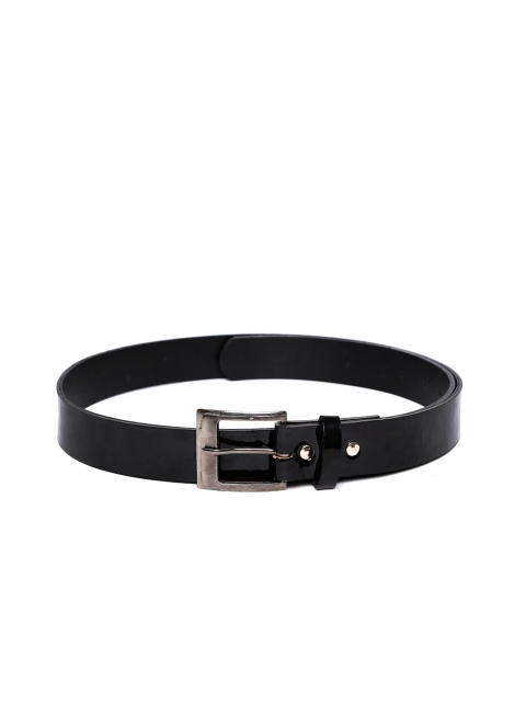 Blueberry Men Black Glossy Leather Belt