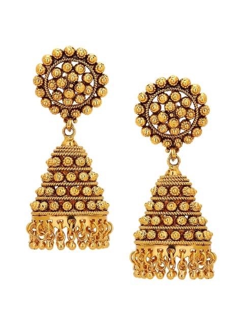 Adwitiya Collection Gold-Plated Dome Shaped Jhumkas Earrings