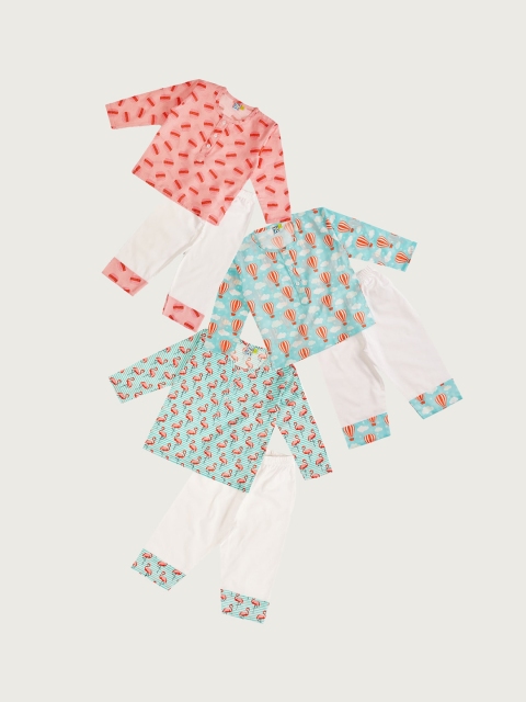 frangipani Girls Pack of 3 White & Blue Conversational Pure Cotton Printed Night suit
frangipani Girls Pack of 3 White & Blue Conversational Pure Cotton Printed Night suit