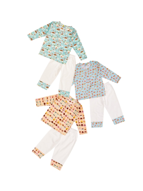 frangipani Girls Pack of 3 White & Blue Conversational Printed Pure Cotton Night suit
frangipani Girls Pack of 3 White & Blue Conversational Printed Pure Cotton Night suit