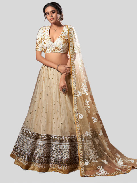DRESSTIVE Cream-Coloured & White Embroidered Thread Work Semi-Stitched Lehenga & Unstitched Blouse With
DRESSTIVE Cream-Coloured & White Embroidered Thread Work Semi-Stitched Lehenga & Unstitched Blouse With