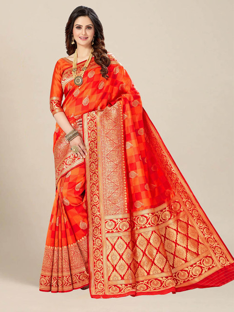 MS RETAIL Orange & Gold-Toned Ethnic Motifs Zari Art Silk Banarasi Saree
MS RETAIL Orange & Gold-Toned Ethnic Motifs Zari Art Silk Banarasi Saree