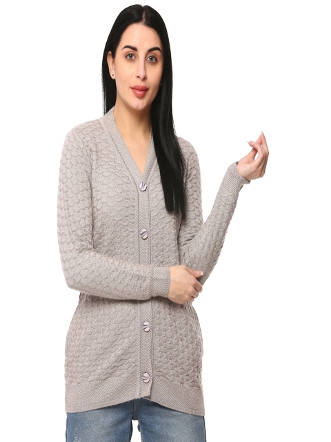 GLAMAZE Women Grey Longline Cardigan