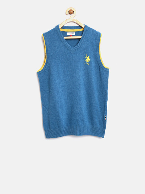 U.S. Polo Assn. Kids Boys Teal Green Solid Sweater Vest 
U.S. Polo Assn. Kids Boys Teal Green Solid Sweater Vest