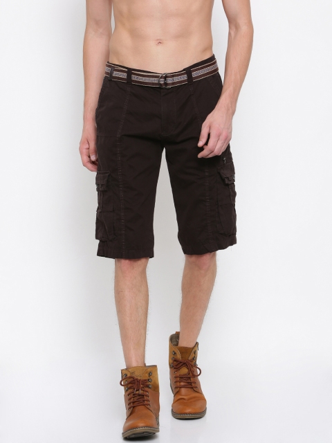 Sports52 wear Men Coffee Brown Solid Regular Fit Cargo Shorts